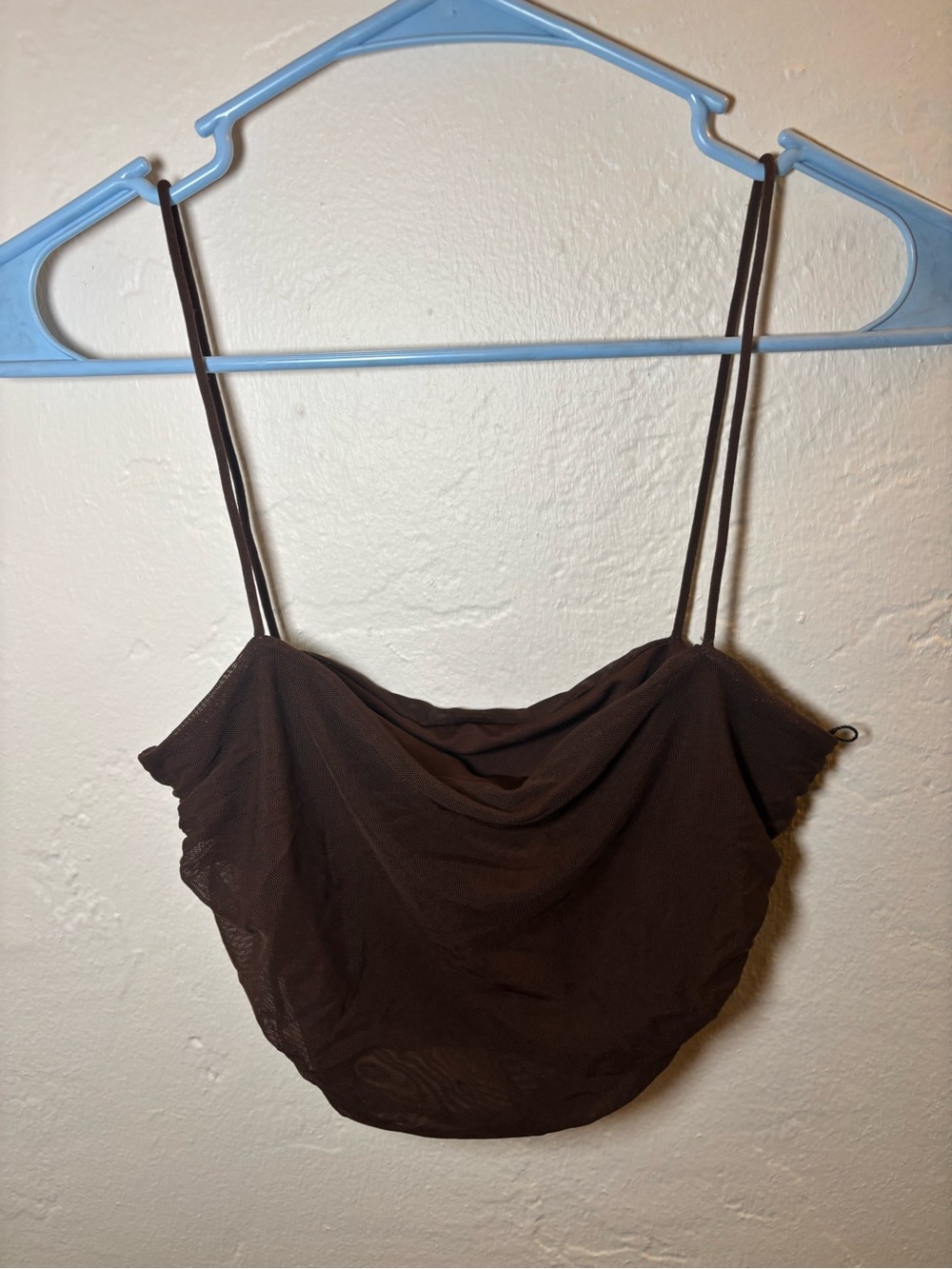 Brown Cowl Neck Spaghetti Strap Top